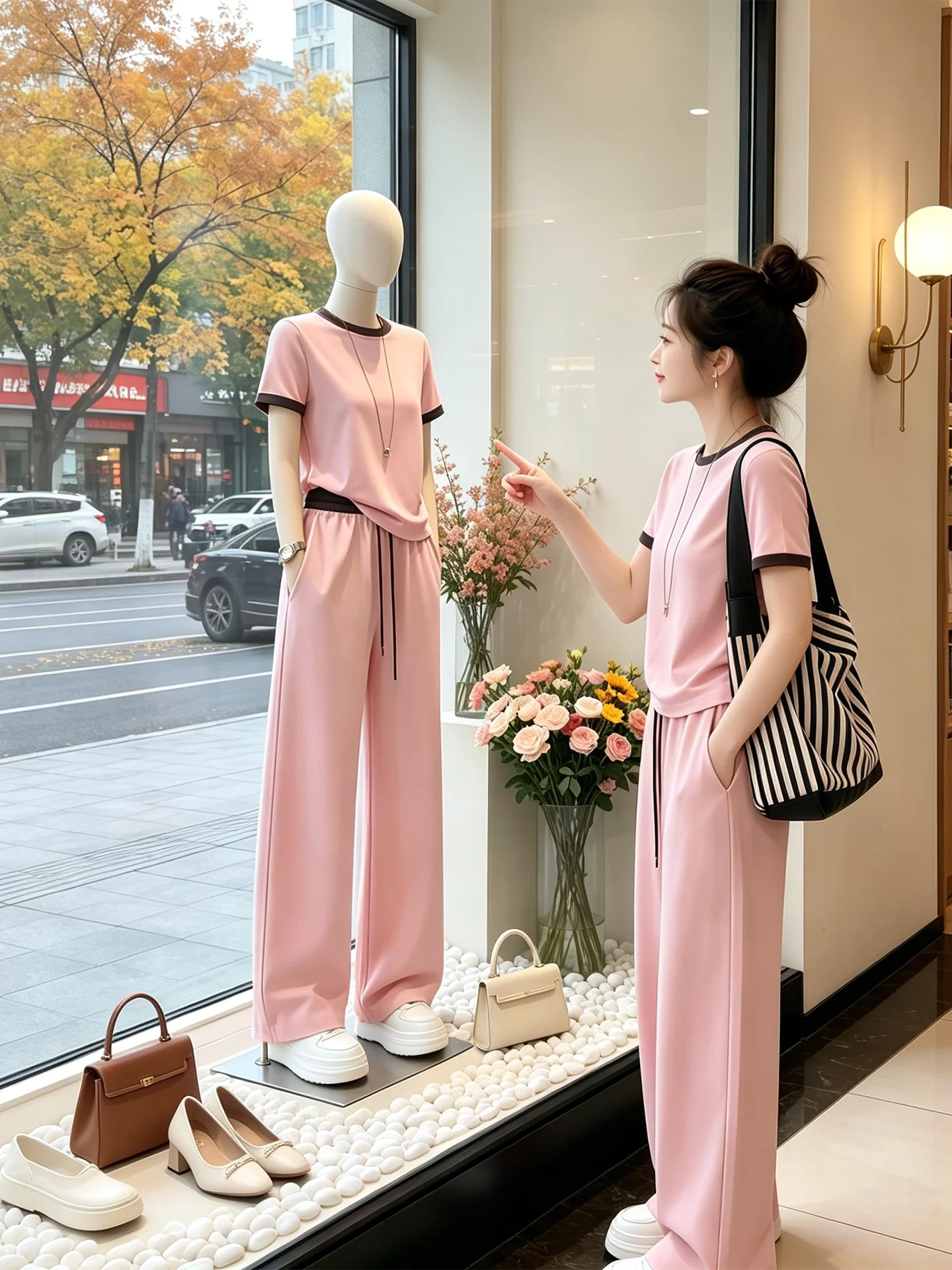 Stunning High Waist Wide Leg Pants Short Sleeve round Neck T-Shirt Set Beautiful Color Block Design Breathable Summer Outfit
Stunning High Waist Wide Leg Pants Short Sleeve round Neck T-Shirt Set Beautiful Color Block Design Breathable Summer Outfit