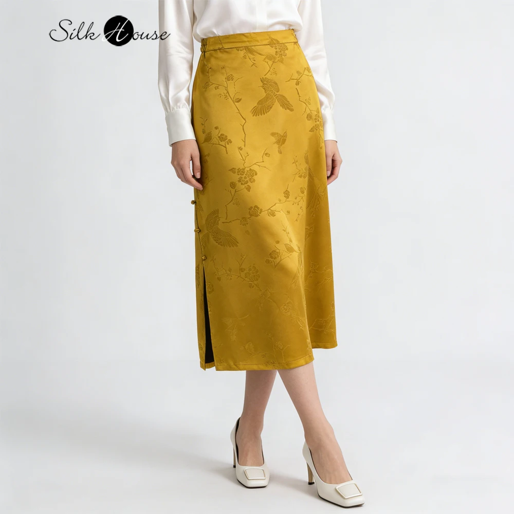 Women's Fashion Spring Clothing 45MM 100% Natural Mulberry Silk Jacquard Fragrant Cloud Yarn Elastic Waist Straight Tube Skirt
Women's Fashion Spring Clothing 45MM 100% Natural Mulberry Silk Jacquard Fragrant Cloud Yarn Elastic Waist Straight Tube Skirt