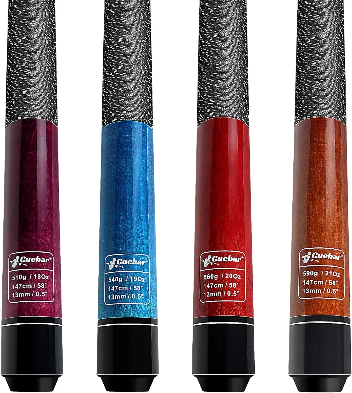 58" 2-Piece Maple Billiard Cues Set of 4, 13mm Tip, Linen Grip, 18-21oz for Home Bar
58" 2-Piece Maple Billiard Cues Set of 4, 13mm Tip, Linen Grip, 18-21oz for Home Bar