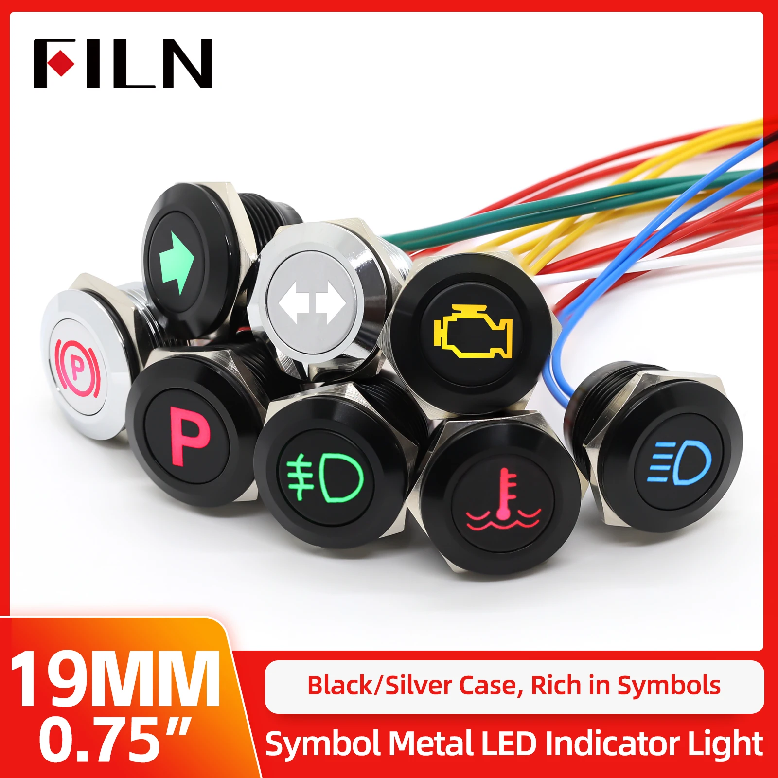 FILN 19mm Aluminium Alloy Black 12V LED Waterproof Lamp Car Boat Marine Warning Dashboard Signal Lights Instrument Pilot Light
FILN 19mm Aluminium Alloy Black 12V LED Waterproof Lamp Car Boat Marine Warning Dashboard Signal Lights Instrument Pilot Light