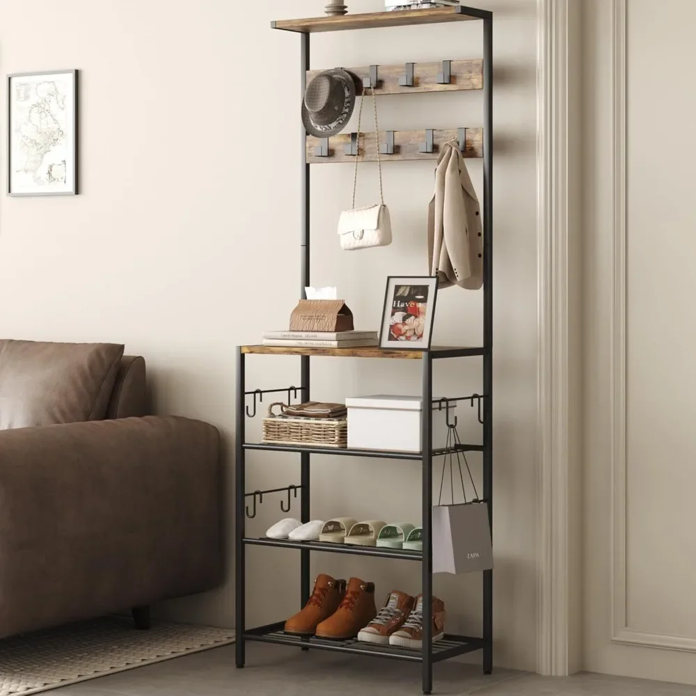 5-Tier Shoe and Coat Rack with 9 Clothes Hooks, Freestanding Hall Tree Organizer for Entryway, Bedroom
5-Tier Shoe and Coat Rack with 9 Clothes Hooks, Freestanding Hall Tree Organizer for Entryway, Bedroom