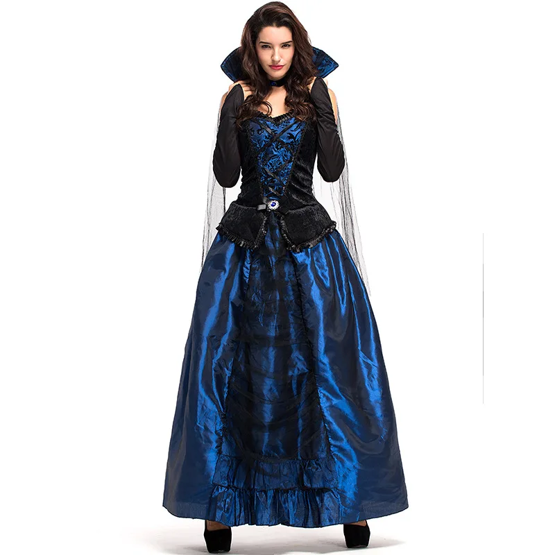 Adult Women Halloween Court Wizardress Evil Queen Of Vampire Medieval High Stand Collar Blue Gothic Gown Robe Dress For Ladies
Adult Women Halloween Court Wizardress Evil Queen Of Vampire Medieval High Stand Collar Blue Gothic Gown Robe Dress For Ladies