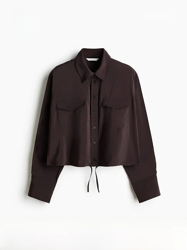 H&M Women's Fashionable Short Shirt Drawstring Trendy Spring 2026 Polyester Modal Fiber Button Pocket Design Long Sleeve
H&M Women's Fashionable Short Shirt Drawstring Trendy Spring 2026 Polyester Modal Fiber Button Pocket Design Long Sleeve