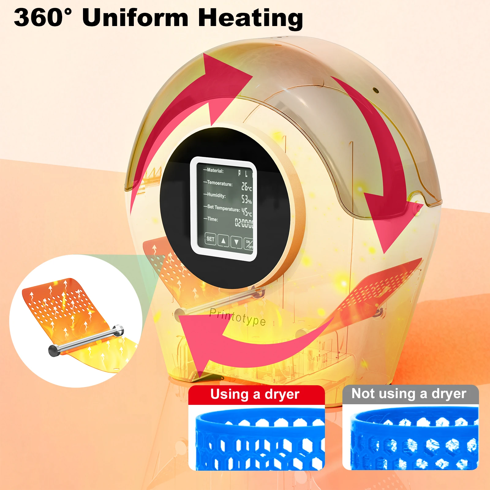 3D Filament Dryer Holder 360°Uniform Heating Storage Box for 1.75/2.85/3.00mm Filaments Compatible with 3D Printer Parts
3D Filament Dryer Holder 360°Uniform Heating Storage Box for 1.75/2.85/3.00mm Filaments Compatible with 3D Printer Parts