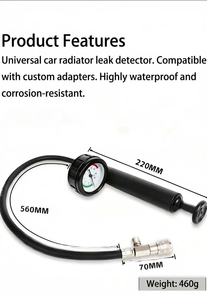 Car Radiator Pressure Tester Pump, Universal Cooling System Leak Detector Tool, Shockproof Dial & Quick Release, Water Tank Leak
Car Radiator Pressure Tester Pump, Universal Cooling System Leak Detector Tool, Shockproof Dial & Quick Release, Water Tank Leak