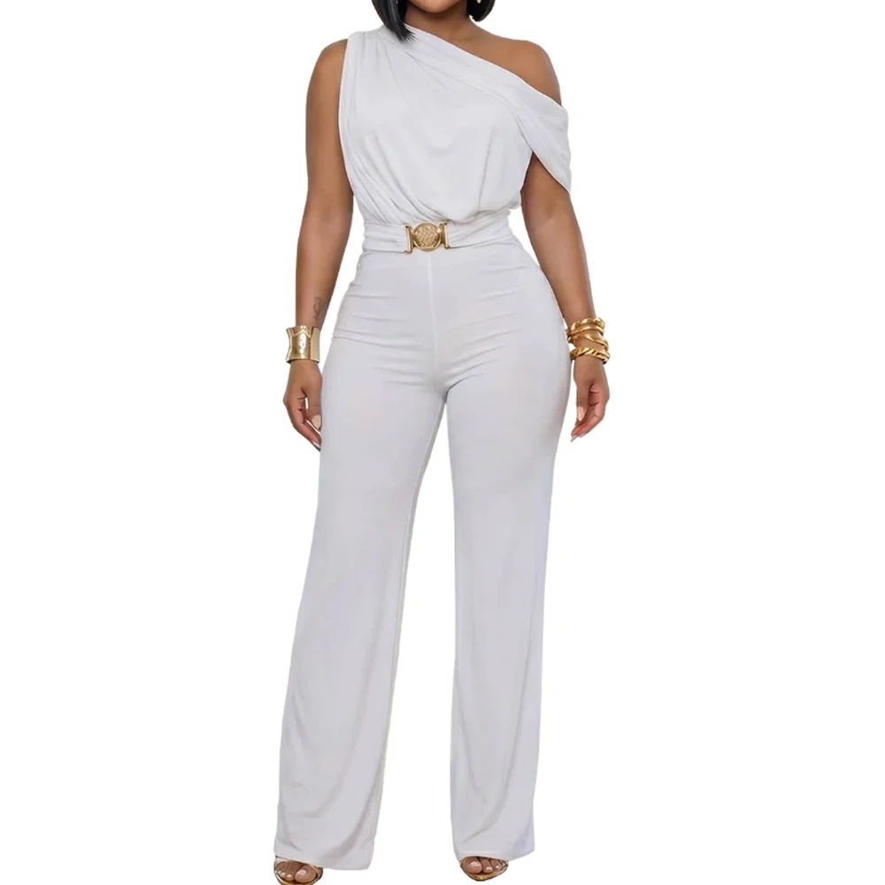 Elegant One Shoulder Waist Belt Solid Color Casual Jumpsuit
Elegant One Shoulder Waist Belt Solid Color Casual Jumpsuit