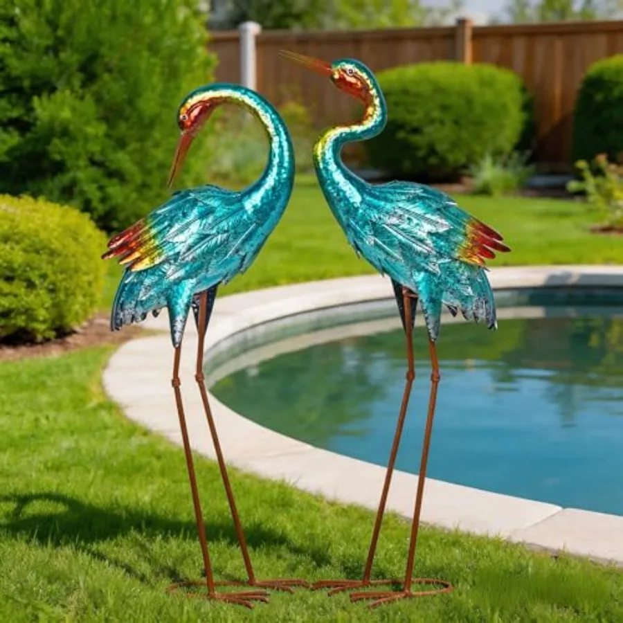 Garden decor: blue metal crane statues, large bird lawn sculptures for patio pond and yard, set of 2
Garden decor: blue metal crane statues, large bird lawn sculptures for patio pond and yard, set of 2