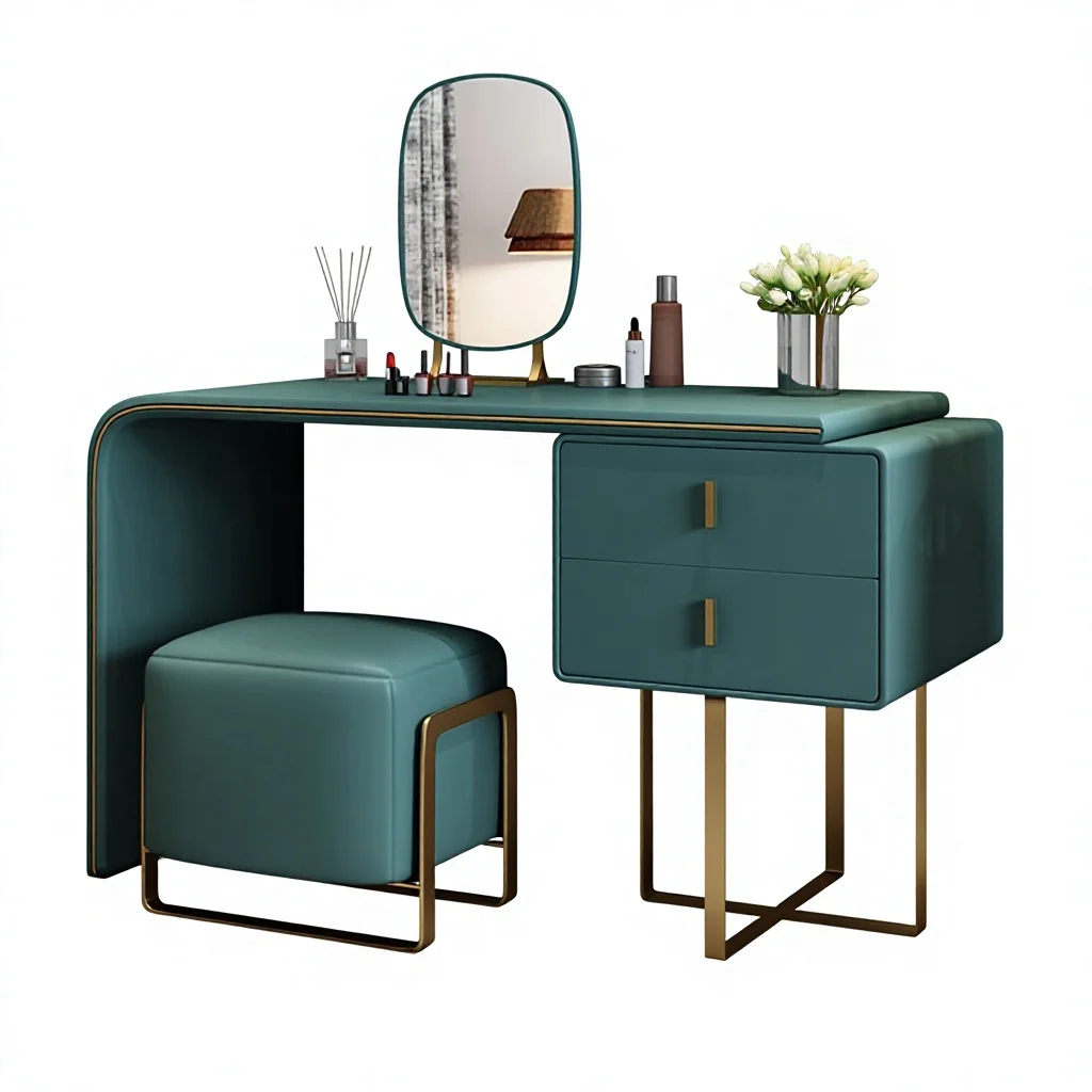%Modern Minimalist Lighted Solid Wood Vanity Set with Oval Mirror and Stool Dressing Table for Apartment & Hotel Bedroom Decor
%Modern Minimalist Lighted Solid Wood Vanity Set with Oval Mirror and Stool Dressing Table for Apartment & Hotel Bedroom Decor