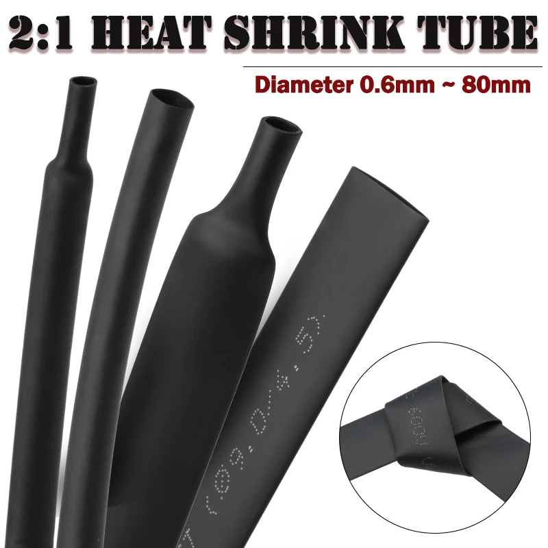 1-25m 2:1 Black Dia 0.6mm~80mm Heat Shrink Tube Polyolefin PE DIY Cable Repair Shrinkable Tubing Case Sleeving Wire Sheath Wrap
1-25m 2:1 Black Dia 0.6mm~80mm Heat Shrink Tube Polyolefin PE DIY Cable Repair Shrinkable Tubing Case Sleeving Wire Sheath Wrap