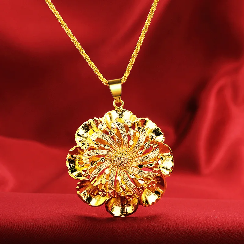 AU999 gold necklace for women, new fashion flower pendant, 24K pure gold temperament clavicle necklace for girlfriend
AU999 gold necklace for women, new fashion flower pendant, 24K pure gold temperament clavicle necklace for girlfriend