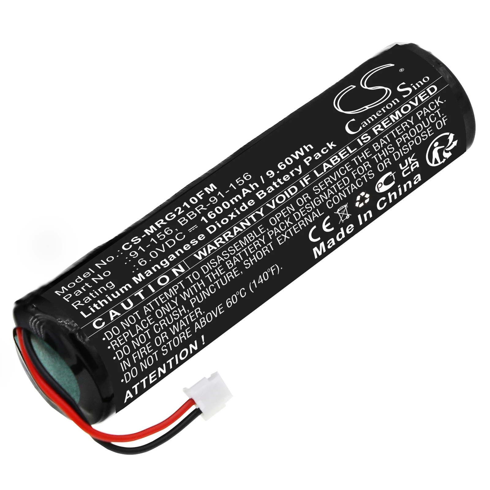 Li-MnO2 Marine Safety & Flotation Devices Battery for McMurdo, 6.0V, 1600mAh, Compatible Models: FastFind, FastFind 210
Li-MnO2 Marine Safety & Flotation Devices Battery for McMurdo, 6.0V, 1600mAh, Compatible Models: FastFind, FastFind 210