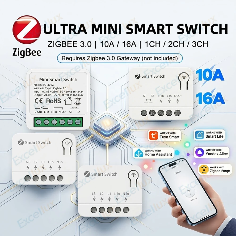 Mini Zigbee Smart Switch Module DIY Lighting Relay Automation Breaker Smart Life App Control For TUYA Home Assistant Z2M Gateway
Mini Zigbee Smart Switch Module DIY Lighting Relay Automation Breaker Smart Life App Control For TUYA Home Assistant Z2M Gateway
