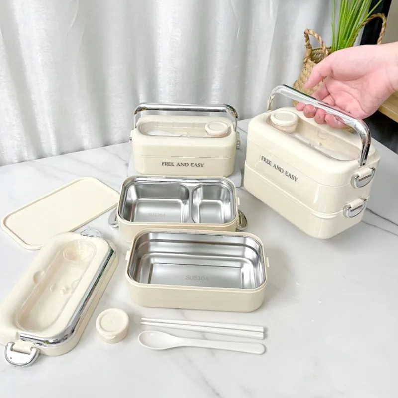 304 stainless steel double-layer insulated lunch box with handle, portable lunch box, large capacity compartment lunch box
304 stainless steel double-layer insulated lunch box with handle, portable lunch box, large capacity compartment lunch box