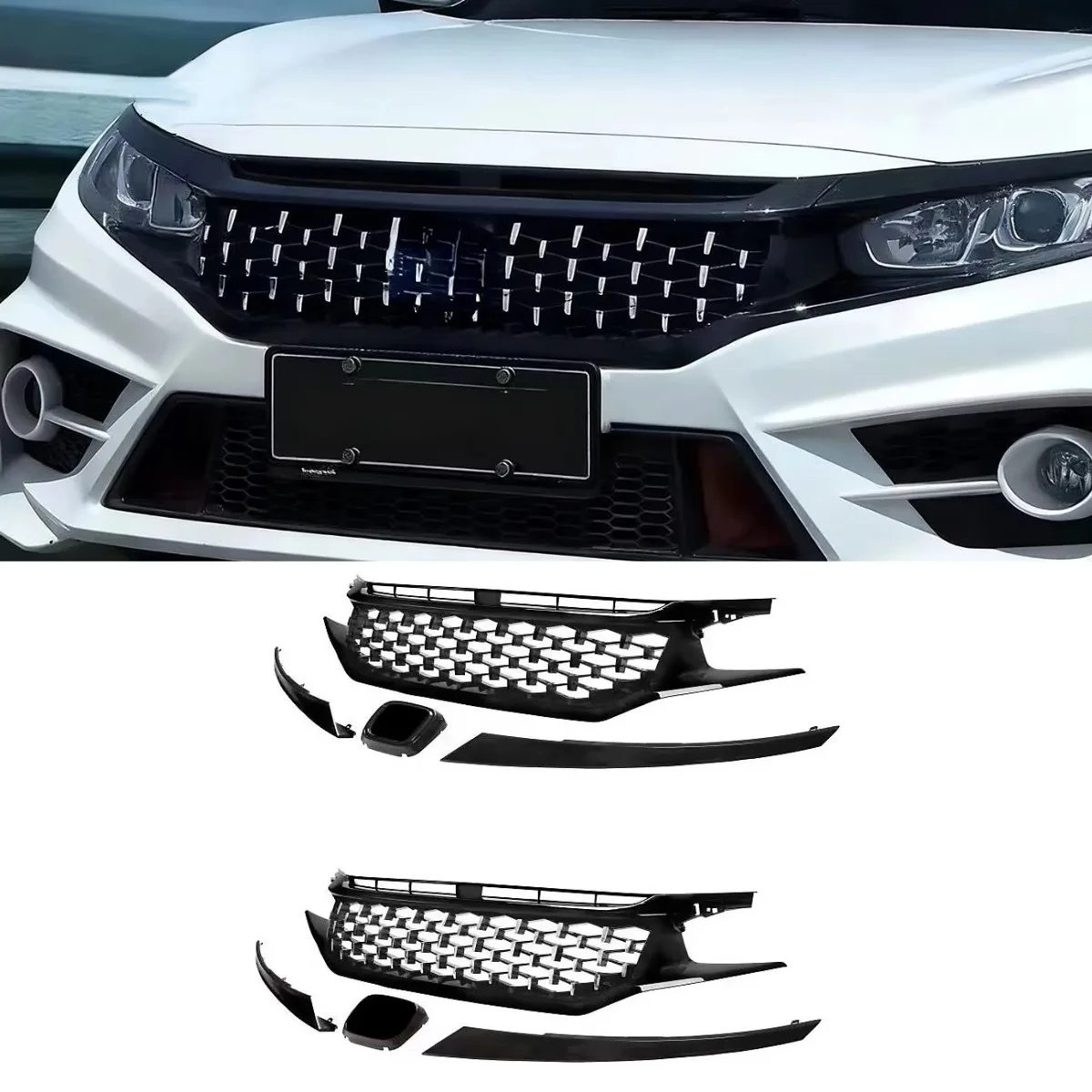 For Honda Civic 2016-2019 Car Bumper Grill Decorative Cover Trim Racing Grille Body Kit Front Bumper Grill Exterior Part
For Honda Civic 2016-2019 Car Bumper Grill Decorative Cover Trim Racing Grille Body Kit Front Bumper Grill Exterior Part