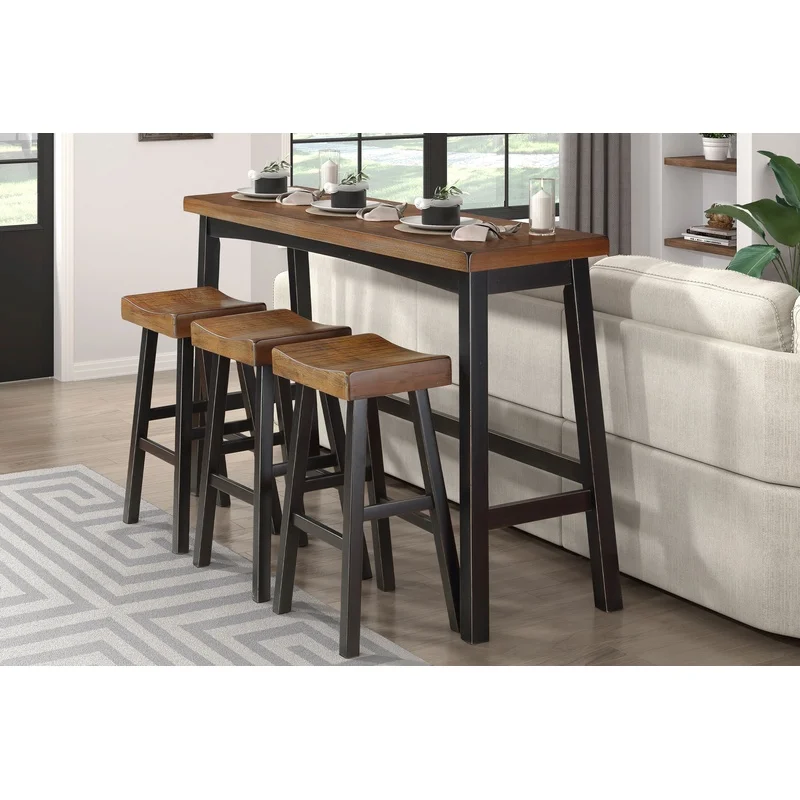 Black and Brown Solid Rubberwood Pub Height Table Set with 4 Bar Stools
Black and Brown Solid Rubberwood Pub Height Table Set with 4 Bar Stools