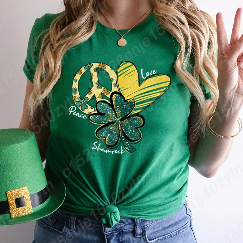 St Patrick's Day Peace Love Shamrock Print T-shirt For Women Summer Fashion Tee Shirt Casual Short Sleeve Round Neck Ladies Tops
St Patrick's Day Peace Love Shamrock Print T-shirt For Women Summer Fashion Tee Shirt Casual Short Sleeve Round Neck Ladies Tops