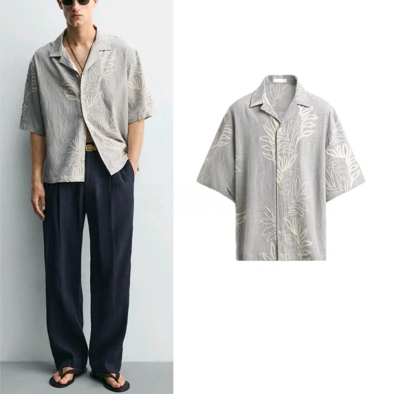 Loose Fit Summer New Men's Bowling Shirt Short Sleeve Embroidered Leaf Pattern Casual Style Polyester Fiber Breathable Skin-F...
Loose Fit Summer New Men's Bowling Shirt Short Sleeve Embroidered Leaf Pattern Casual Style Polyester Fiber Breathable Skin-F...