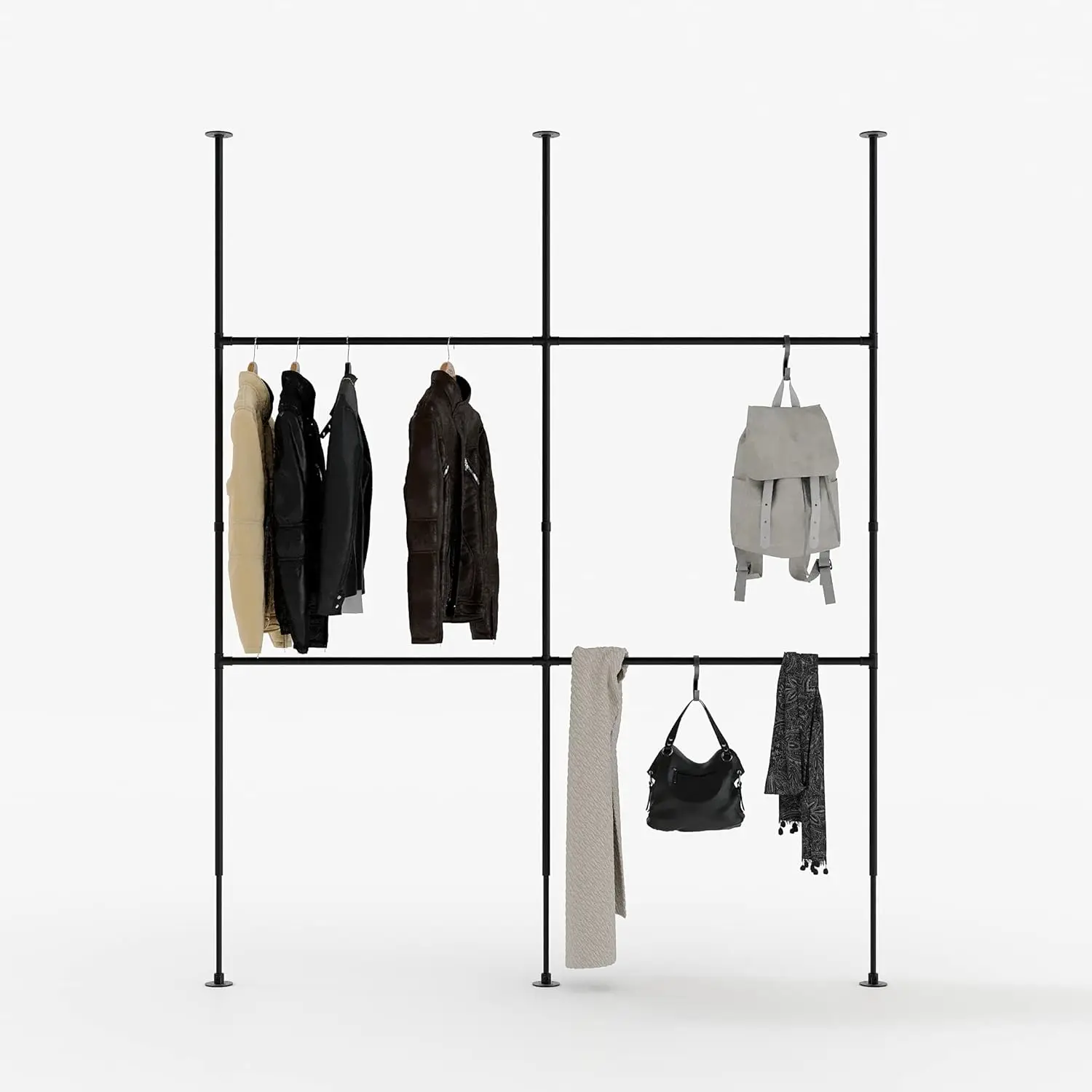 XCYpamo Black Industrial Pipe Clothing Rack - LOFT II - Steplessly Adjustable Closet Organizer System for Ceiling
XCYpamo Black Industrial Pipe Clothing Rack - LOFT II - Steplessly Adjustable Closet Organizer System for Ceiling
