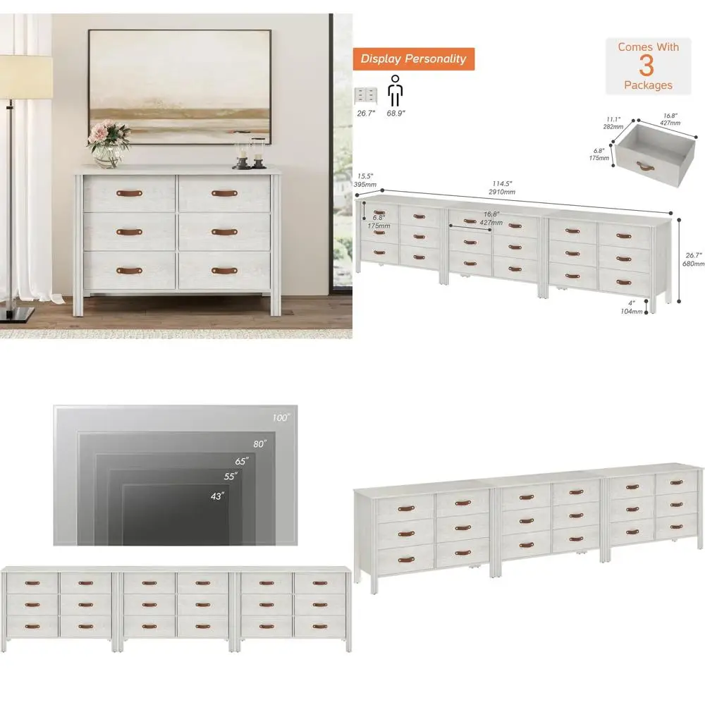 White Long Dresser or Bedroom Wood Large Drawers, 18 Drawers Kids Dressers and Chests of Drawers, 3-in-1 Storage Cabinet Organiz
White Long Dresser or Bedroom Wood Large Drawers, 18 Drawers Kids Dressers and Chests of Drawers, 3-in-1 Storage Cabinet Organiz