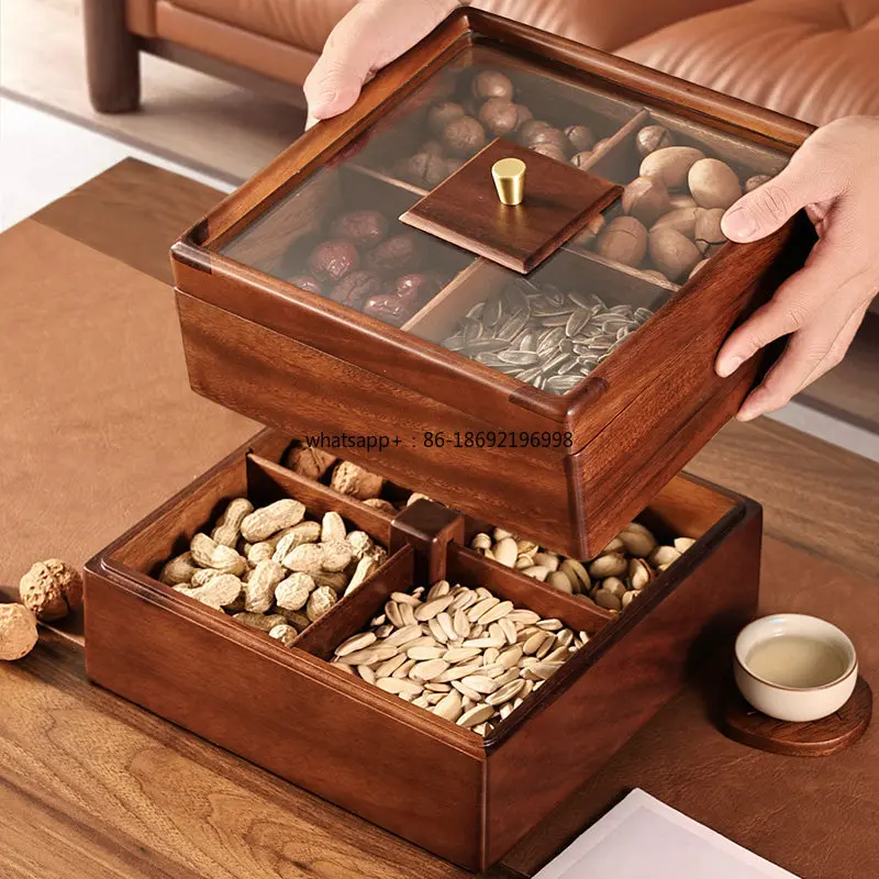 Walnut Solid Wood Dried Fruit Box Sigongge High-end Light Luxury House Warming Living Room Household Nut Plate Snack Storage Box
Walnut Solid Wood Dried Fruit Box Sigongge High-end Light Luxury House Warming Living Room Household Nut Plate Snack Storage Box