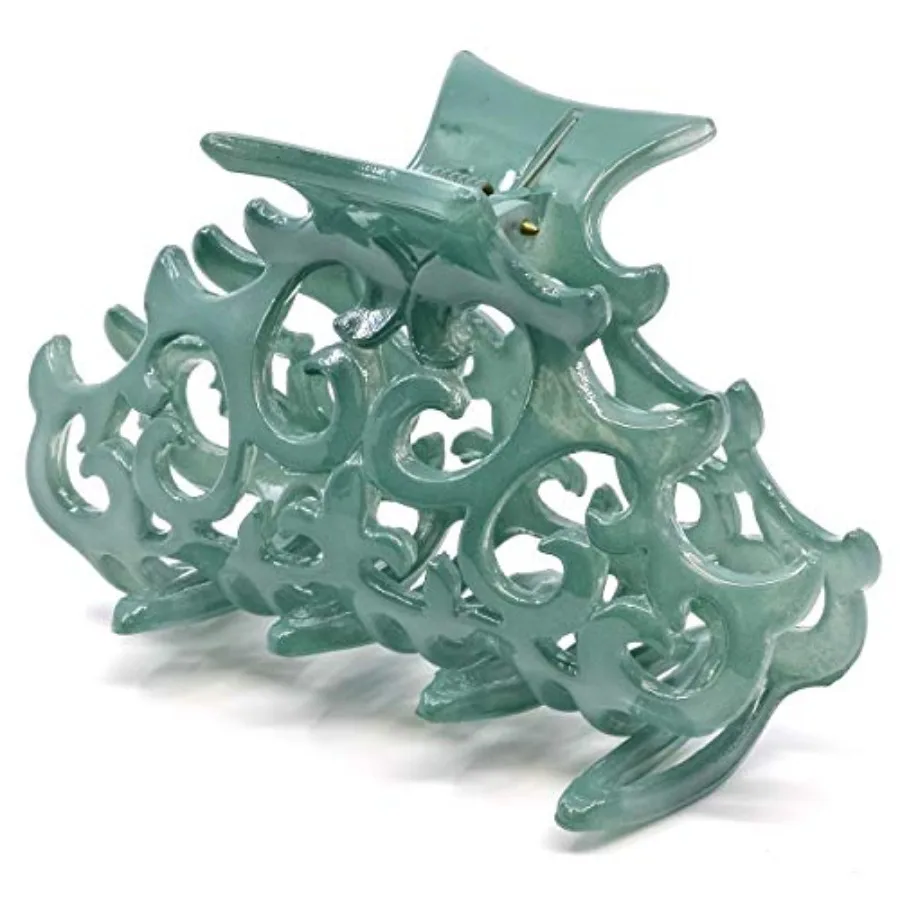 French hair clip for women, large green antique metal, durable jaw design for styling, made in France
French hair clip for women, large green antique metal, durable jaw design for styling, made in France