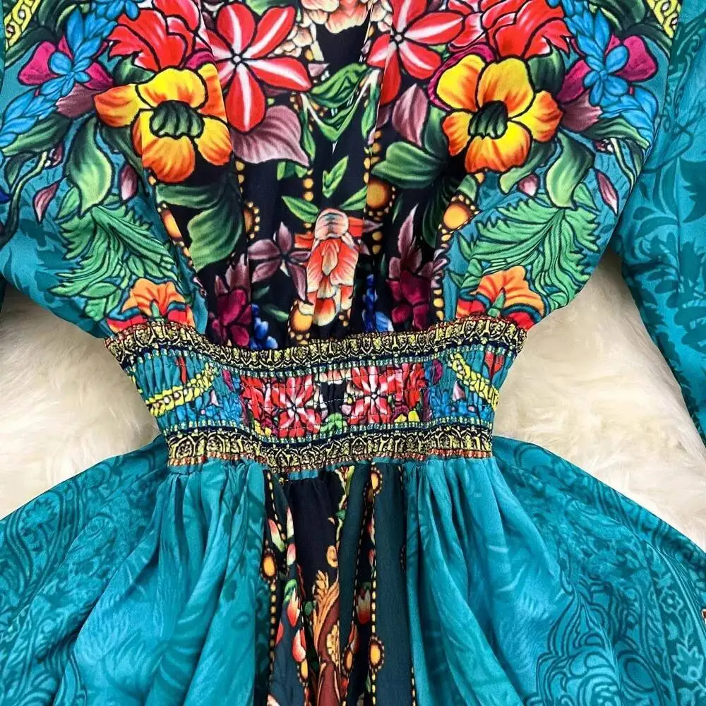 Loose V Neck Long Sleeve Print Europe Vintage Dress Big Swing Vent High Waist Femme Robe Women New Casual Panelled Mujer
Loose V Neck Long Sleeve Print Europe Vintage Dress Big Swing Vent High Waist Femme Robe Women New Casual Panelled Mujer