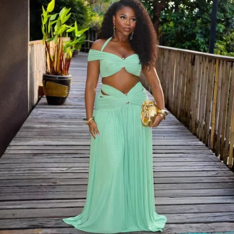 Women Two Piece Sets Skirt Set Sleeveless Strapless Sexy Short Tops Floor Length Skirts High Waist Y2k Streetwear Elegant Work
Women Two Piece Sets Skirt Set Sleeveless Strapless Sexy Short Tops Floor Length Skirts High Waist Y2k Streetwear Elegant Work