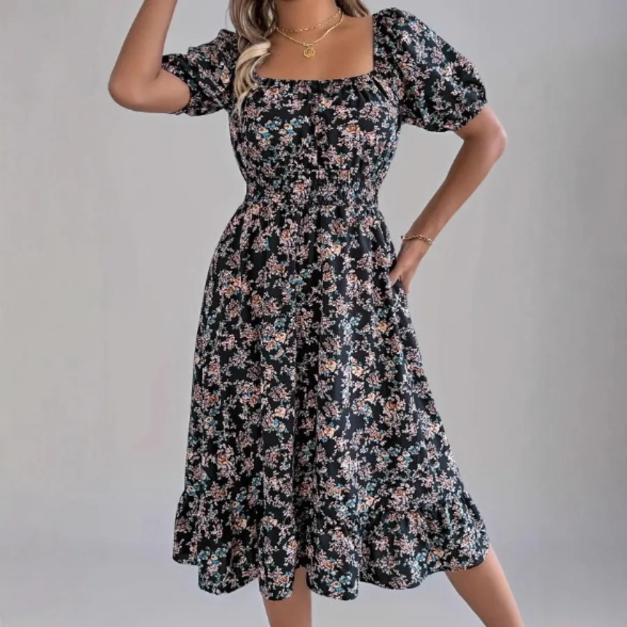 【New style】Women's clothing summer fashionable temperament new printed short-sleeved waist-closing flounce floral high-end dres
【New style】Women's clothing summer fashionable temperament new printed short-sleeved waist-closing flounce floral high-end dres