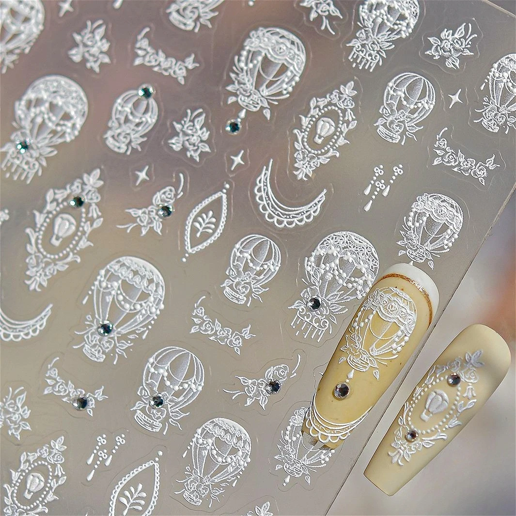 Chic Lace Hot Air Balloon Rose Flower Star Romantic White Frame Leaf Wreath Sparkle Rhinestone Nail Art Sticker Manicure Decals
Chic Lace Hot Air Balloon Rose Flower Star Romantic White Frame Leaf Wreath Sparkle Rhinestone Nail Art Sticker Manicure Decals