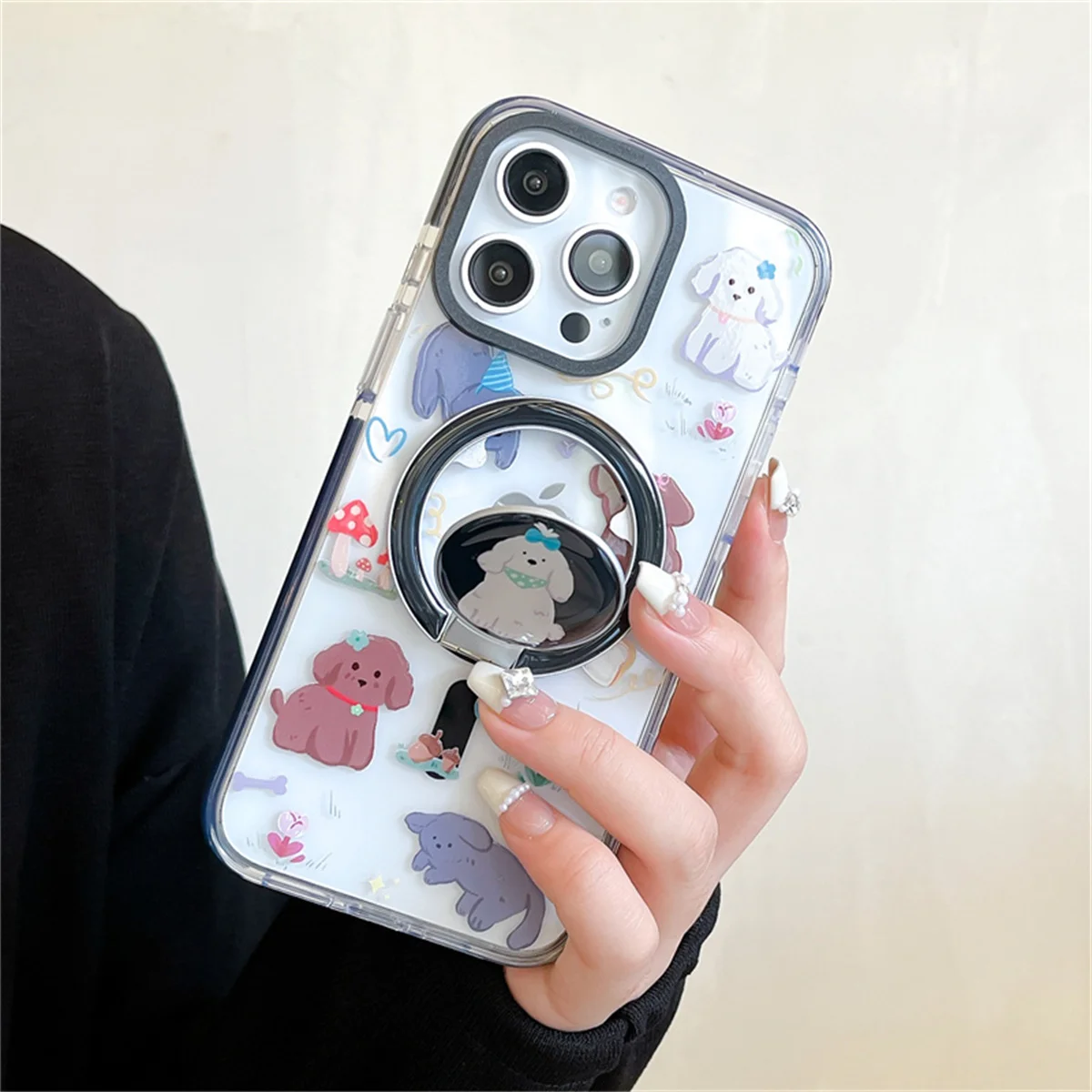 Kawaii Cartoon Dog Flower Magnetic Phone Case For iPhone 16 Pro 13 14 15 Pro Max Cover with Stand Holder Cases for Magsafe
Kawaii Cartoon Dog Flower Magnetic Phone Case For iPhone 16 Pro 13 14 15 Pro Max Cover with Stand Holder Cases for Magsafe