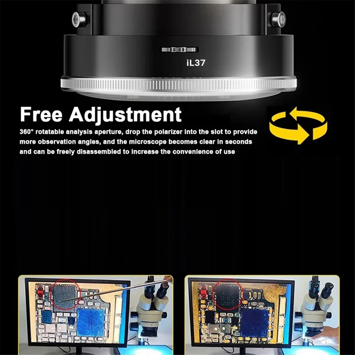 CLCUV IL37 Microscope Polarized LED Ring Light Lamp Anti Illuminators Source Eliminating Reflections
CLCUV IL37 Microscope Polarized LED Ring Light Lamp Anti Illuminators Source Eliminating Reflections