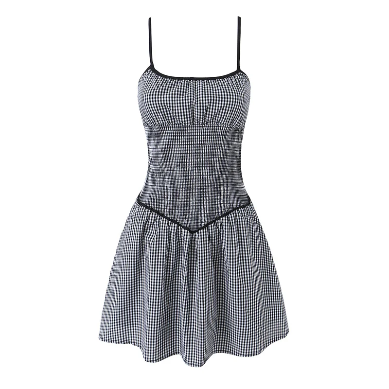 Summer Women's Plaid Camisole Slim Mini Vacation Dresses Short Party Dresses Elegant Banquet Evening Dress
Summer Women's Plaid Camisole Slim Mini Vacation Dresses Short Party Dresses Elegant Banquet Evening Dress