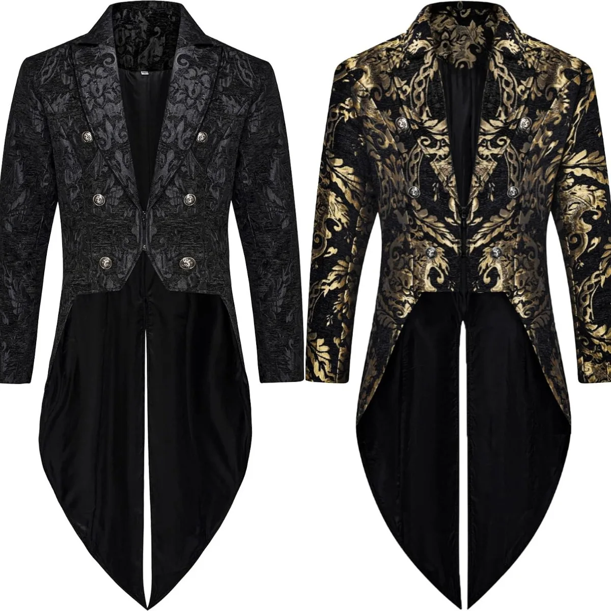 Fashionable Men's Gothic Steampunk Tailcoat Jacket Black Brocade Satin Wedding Coat Gothic Style Halloween
Fashionable Men's Gothic Steampunk Tailcoat Jacket Black Brocade Satin Wedding Coat Gothic Style Halloween