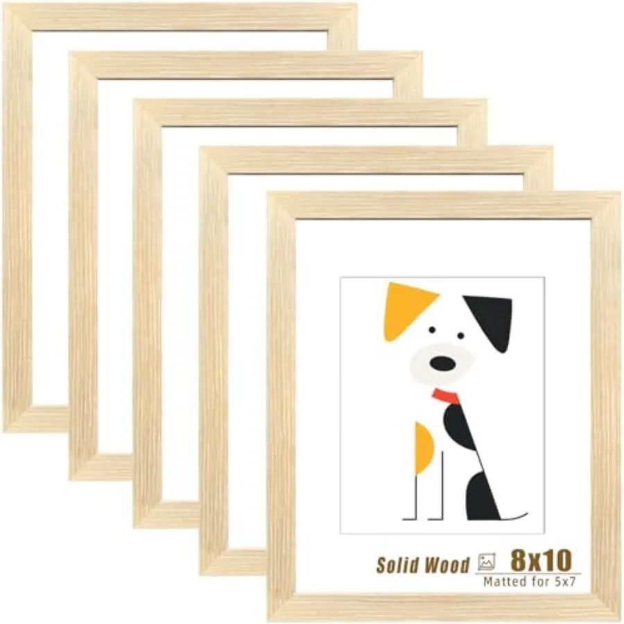 Picture Frame Solid Natural Wood, Display 5x7 photo with Mat or without Mat for Wall Hanging and Tabletop, Set of 5
Picture Frame Solid Natural Wood, Display 5x7 photo with Mat or without Mat for Wall Hanging and Tabletop, Set of 5