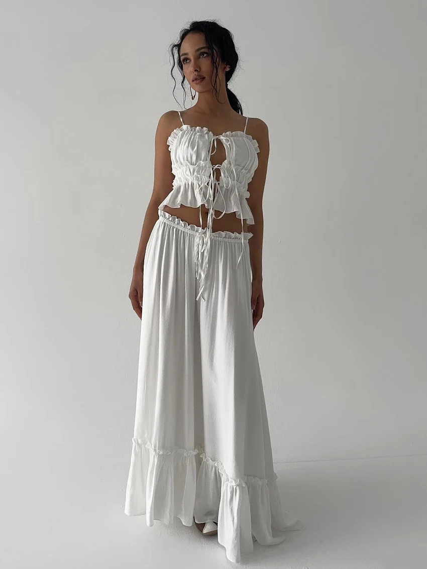 Marthaqiqi Summer Ladies Sleepwear Set Spaghetti Strap Pajama Tank Top Pyjamas Lace Up Nightwear Long Skirts Casual Home Clothes
Marthaqiqi Summer Ladies Sleepwear Set Spaghetti Strap Pajama Tank Top Pyjamas Lace Up Nightwear Long Skirts Casual Home Clothes