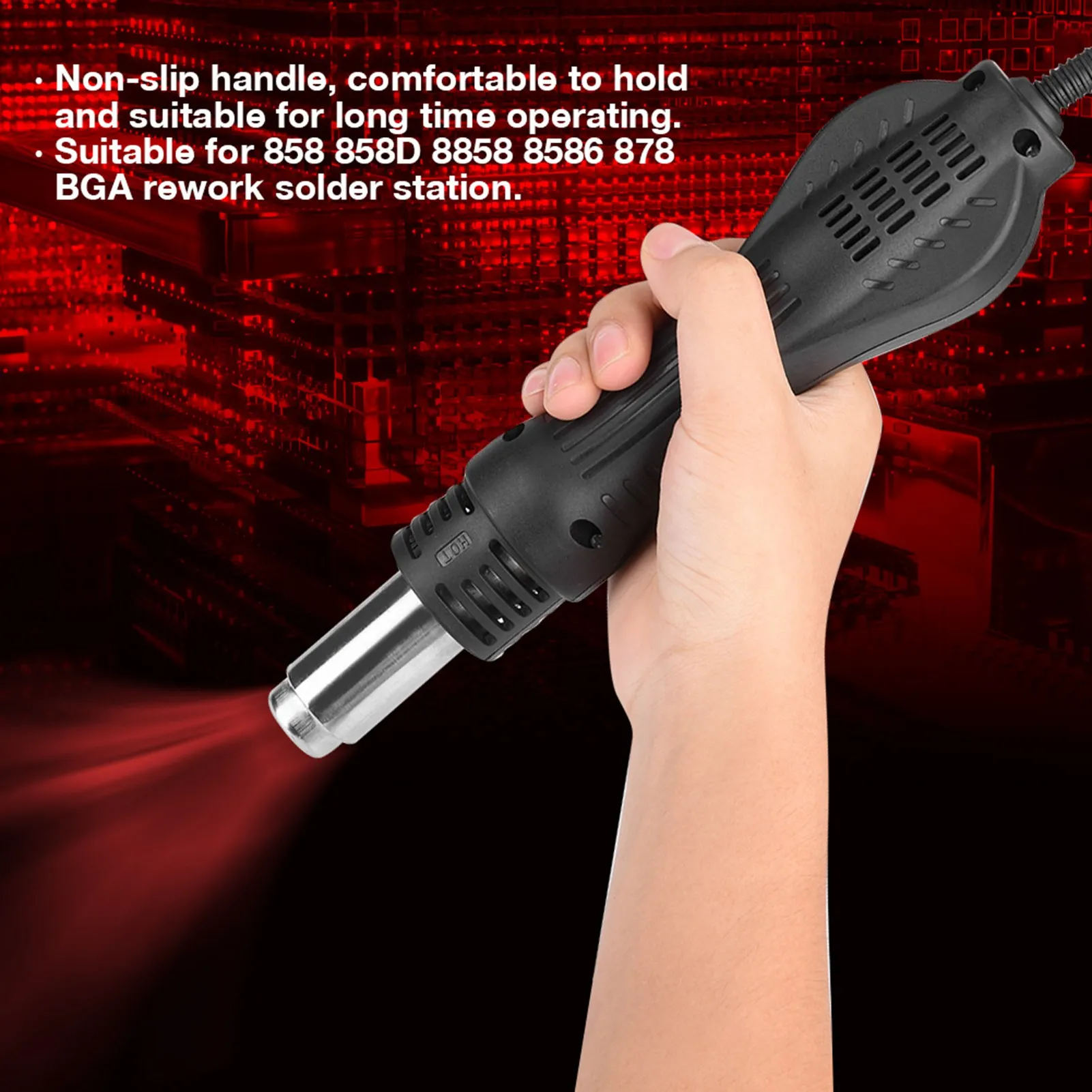 Solder Station Handle, Hot Air Soldering Gun Handle for 858 858D 8858 8586 878 BGA Rework Solder Station Repair 220V
Solder Station Handle, Hot Air Soldering Gun Handle for 858 858D 8858 8586 878 BGA Rework Solder Station Repair 220V