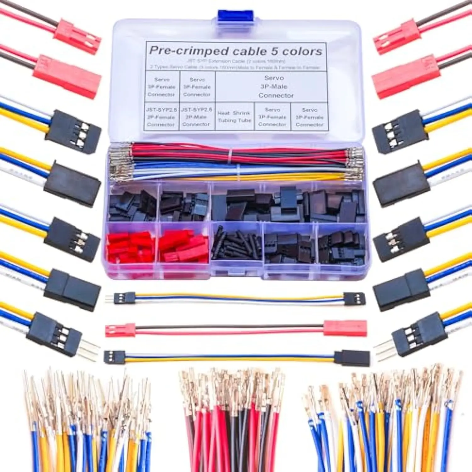 JST Servo Connector Kit 2.5mm Pitch JST-SYP & Servo 2.54 Male Female Connector with Premium 22AWG Pre-Crimped Cables
JST Servo Connector Kit 2.5mm Pitch JST-SYP & Servo 2.54 Male Female Connector with Premium 22AWG Pre-Crimped Cables