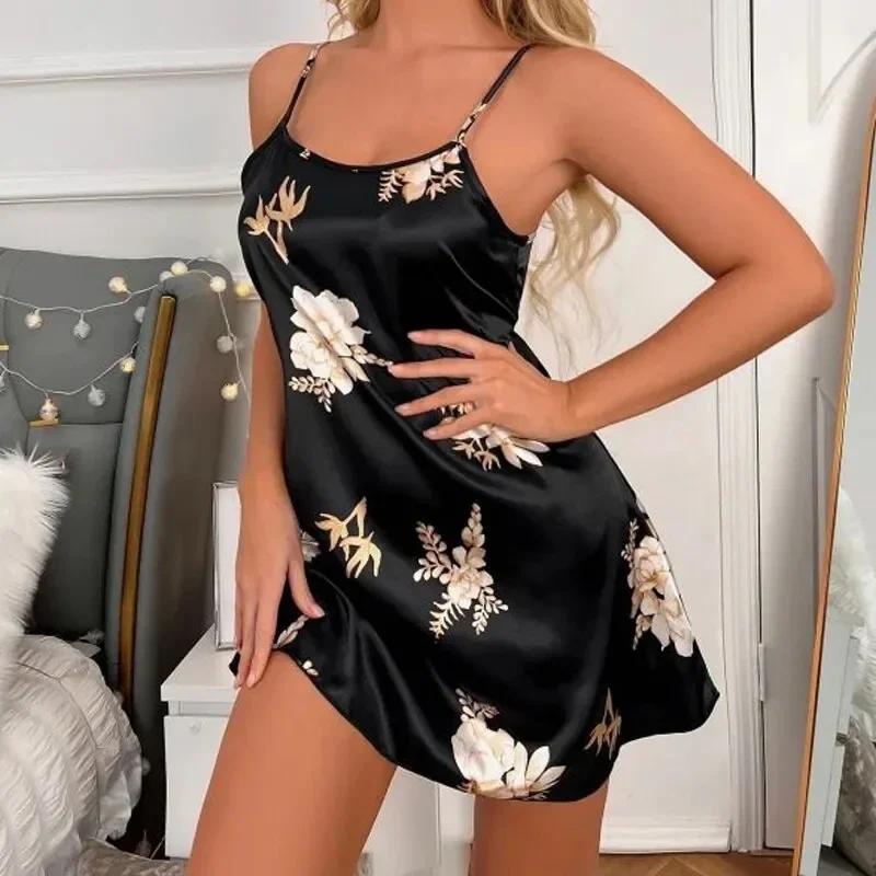 Women Nightwear Home Clothes Sexy Black Floral Printing Nightdress Sleepwear Nightshirts Silk Sleepshirts Nightgowns For Woman
Women Nightwear Home Clothes Sexy Black Floral Printing Nightdress Sleepwear Nightshirts Silk Sleepshirts Nightgowns For Woman