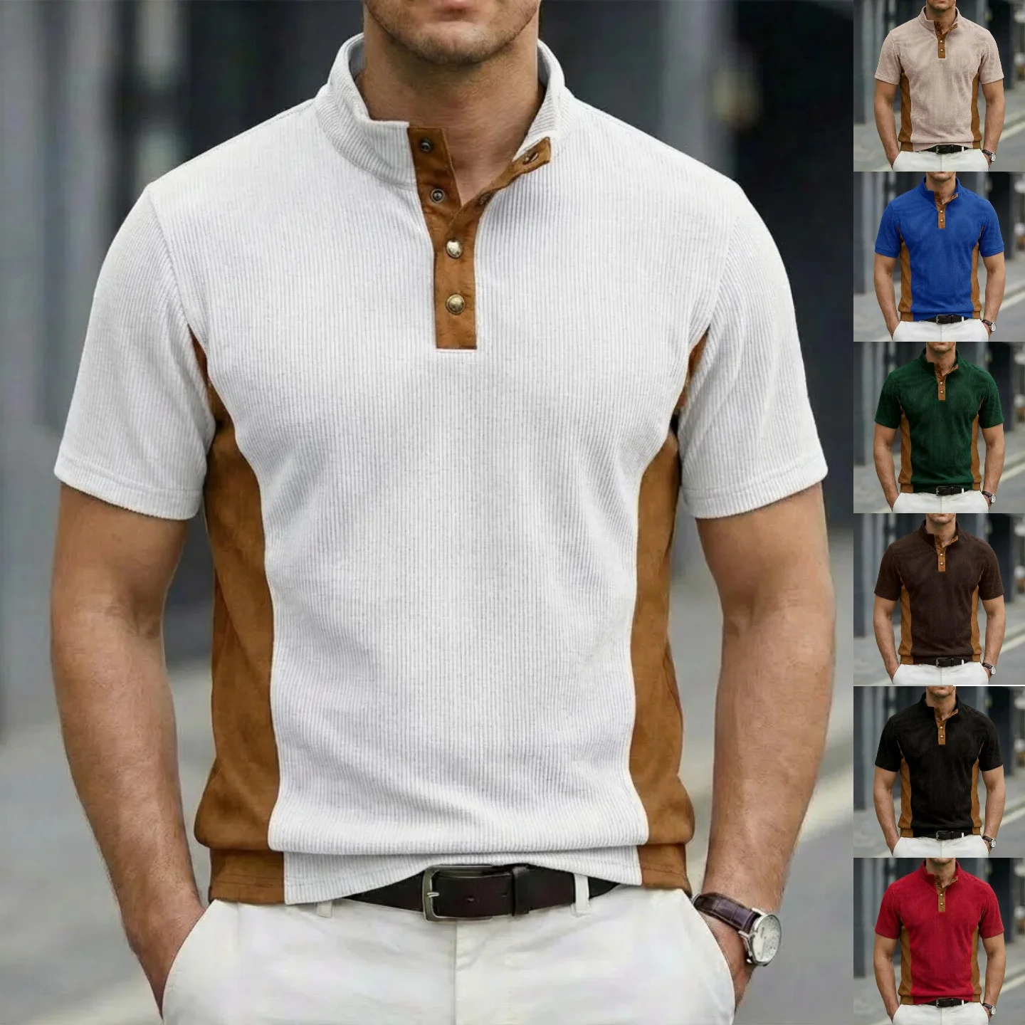 Summer men's new style, corduroy multi-color fashionable casual loose comfortable retro short-sleeved polo shirt
Summer men's new style, corduroy multi-color fashionable casual loose comfortable retro short-sleeved polo shirt