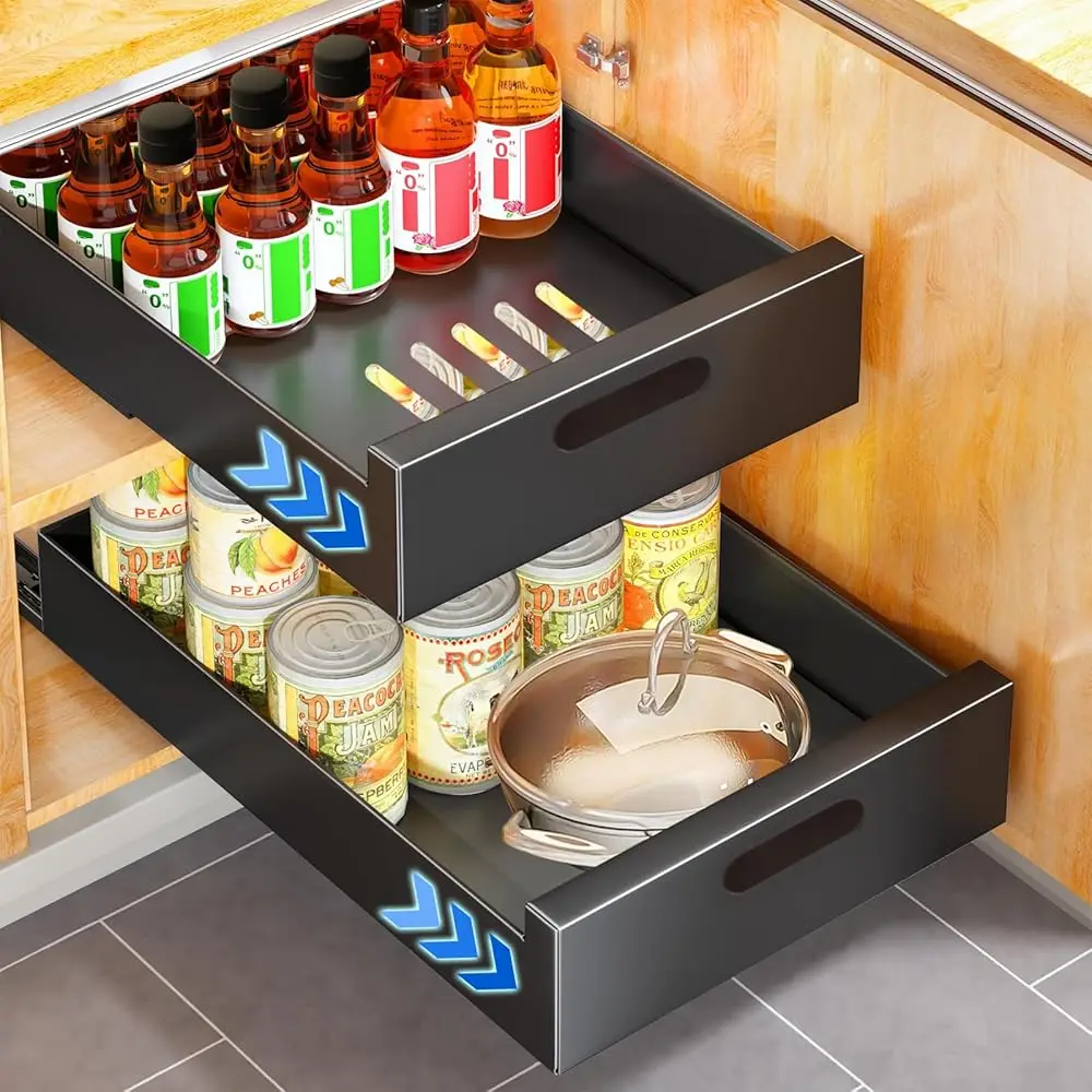 2Pa Pull Out Cabinet Organizer,Fixed With Adhesive Nano Film, Heavy Duty Slide Out Pantry Shelves, Sliding Drawer Pantry Shelf
2Pa Pull Out Cabinet Organizer,Fixed With Adhesive Nano Film, Heavy Duty Slide Out Pantry Shelves, Sliding Drawer Pantry Shelf