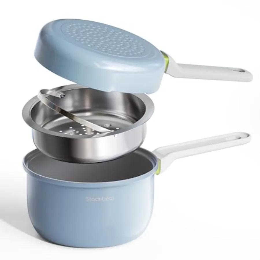 Ceramic Non Stick Sauce Pan 2.5QT Saucepan with Frying Pan as Lid Steamer Pot for Cooking Induction Cookware Set PTFE PFOA and
Ceramic Non Stick Sauce Pan 2.5QT Saucepan with Frying Pan as Lid Steamer Pot for Cooking Induction Cookware Set PTFE PFOA and