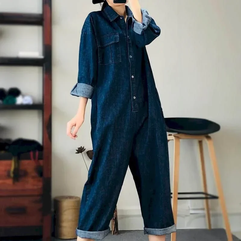 Denim Jumpsuit Suit Women Blue Denim Long Sleeve Playsuits High Waist New Fashion Tops Casual One Piece Outfit Women
Denim Jumpsuit Suit Women Blue Denim Long Sleeve Playsuits High Waist New Fashion Tops Casual One Piece Outfit Women