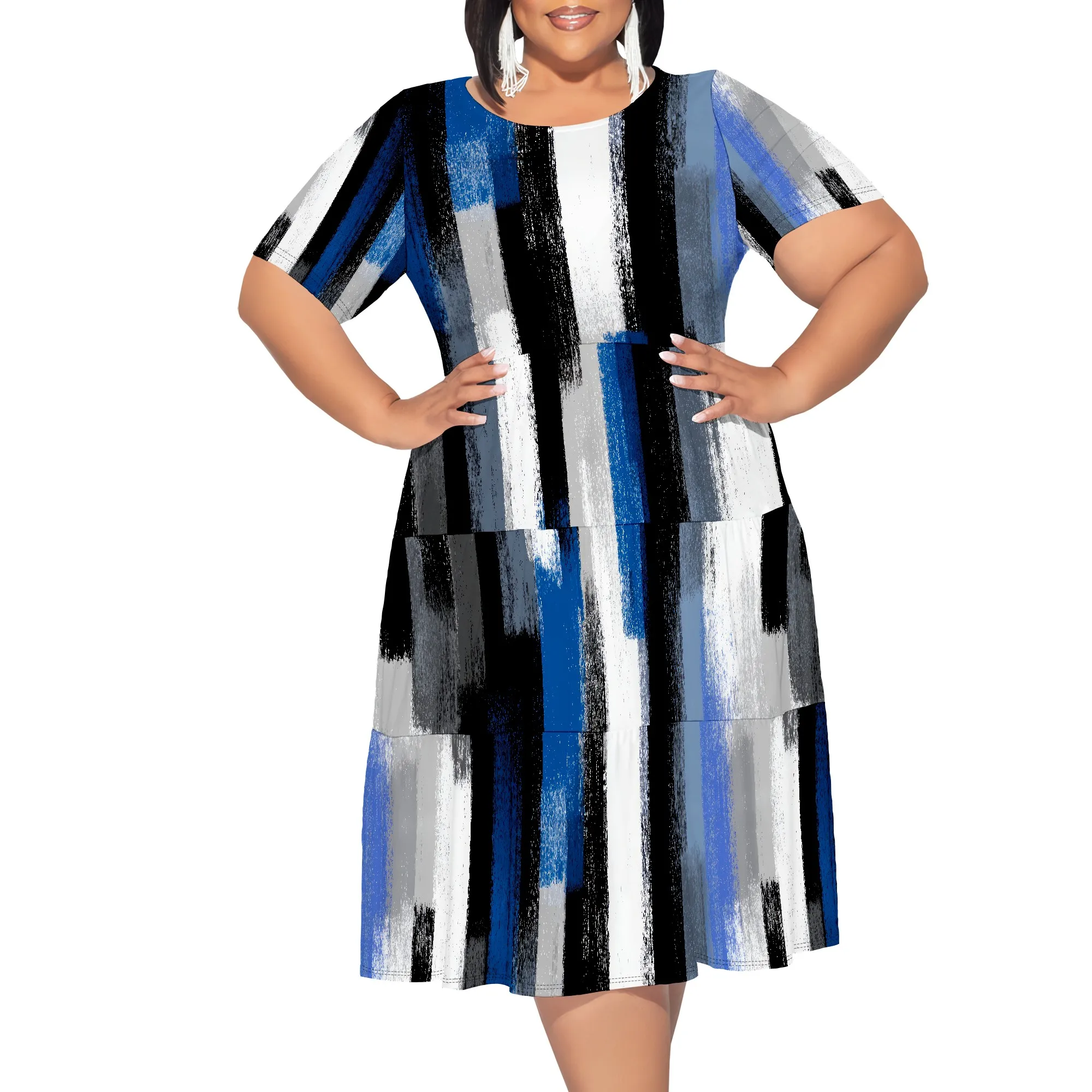 Women Plus Size Dresses Short Sleeve Cold Shoulder Casual T-Shirt Swing Dress with Pockets
Women Plus Size Dresses Short Sleeve Cold Shoulder Casual T-Shirt Swing Dress with Pockets