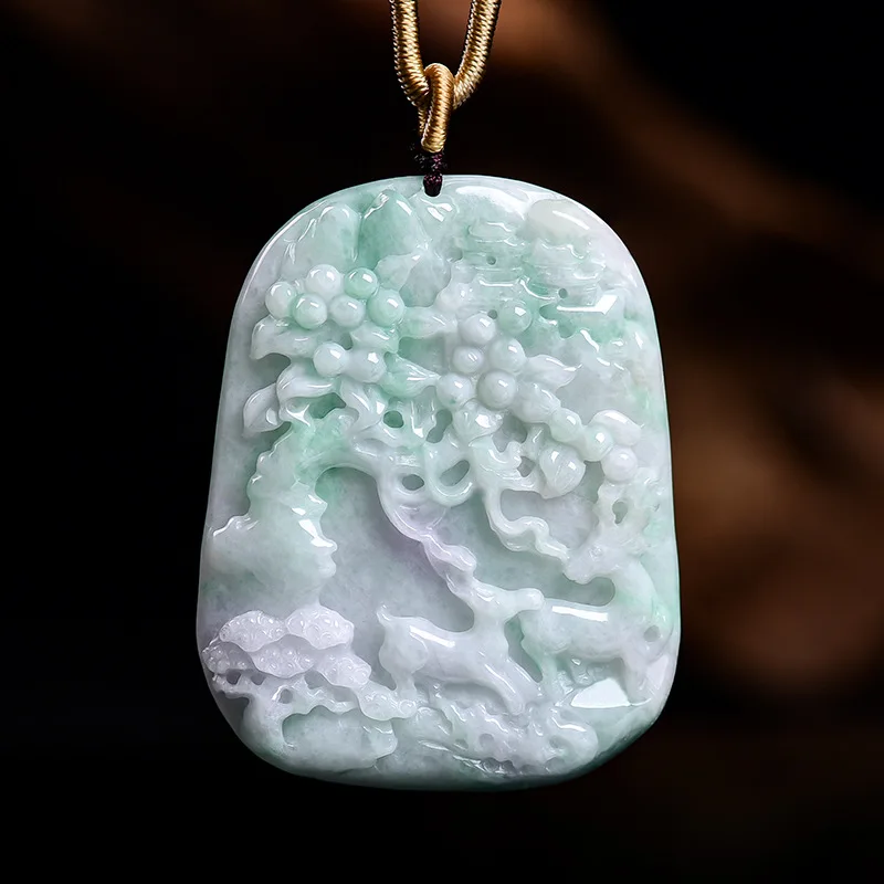 Authentic Natural Myanmar A-Quality Jadeite Pendant Ice-Clear Gemstone Necklace Spring Landscape Deer Design For Men Women
Authentic Natural Myanmar A-Quality Jadeite Pendant Ice-Clear Gemstone Necklace Spring Landscape Deer Design For Men Women