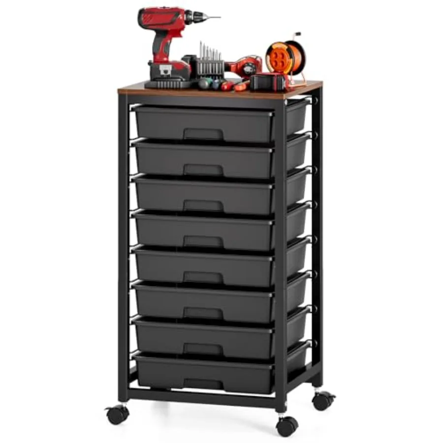 Rolling Storage Cart with Drawers, Utility Cart With 8 Drawers and Wooden Tabletop, Rolling Drawer Cart, Storage Drawer Cart fo
Rolling Storage Cart with Drawers, Utility Cart With 8 Drawers and Wooden Tabletop, Rolling Drawer Cart, Storage Drawer Cart fo