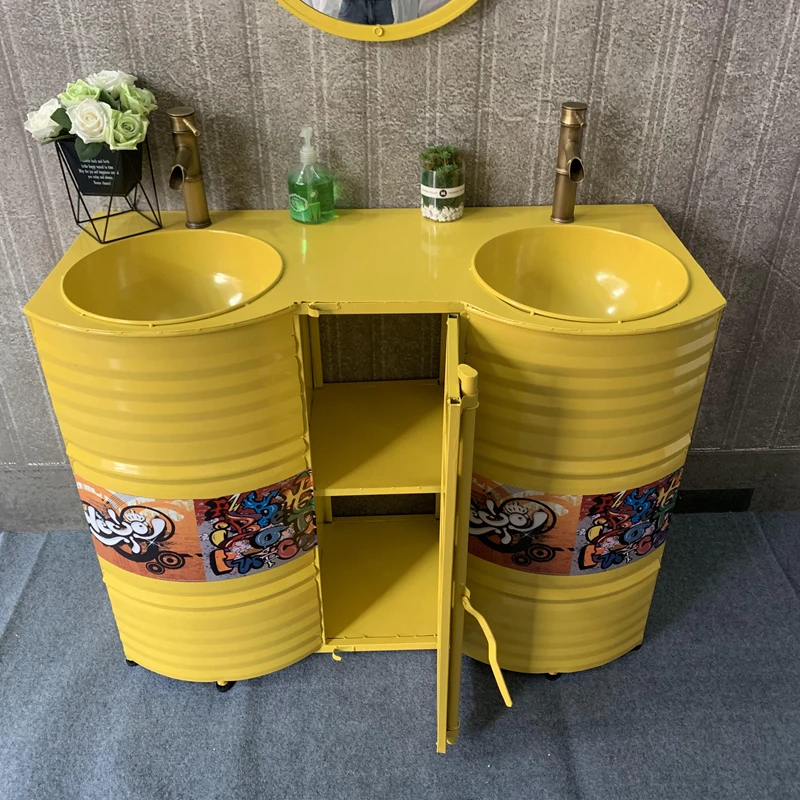 Industrial style retro wash basin personality creative bar sink oil drum column basin cabinet floor integrate
Industrial style retro wash basin personality creative bar sink oil drum column basin cabinet floor integrate