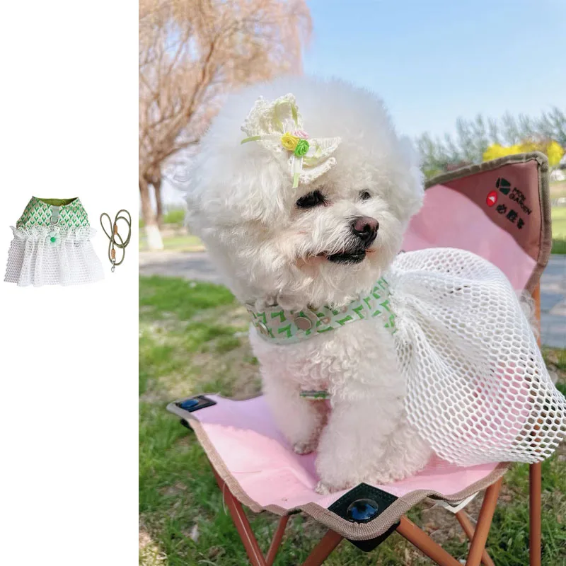 Green Mesh Princess Puppy Harness Summer Clothes for Small Dogs Luxury Cute Dog Chest Strap Outdoor Walking Pomeranian Maltese
Green Mesh Princess Puppy Harness Summer Clothes for Small Dogs Luxury Cute Dog Chest Strap Outdoor Walking Pomeranian Maltese