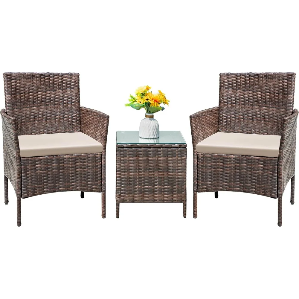 Patio Furniture Set 3 Pieces All-Weather Rattan Outdoor Furniture Patio Chairs with Tempered Glass Table for Porch Bistro Balco
Patio Furniture Set 3 Pieces All-Weather Rattan Outdoor Furniture Patio Chairs with Tempered Glass Table for Porch Bistro Balco