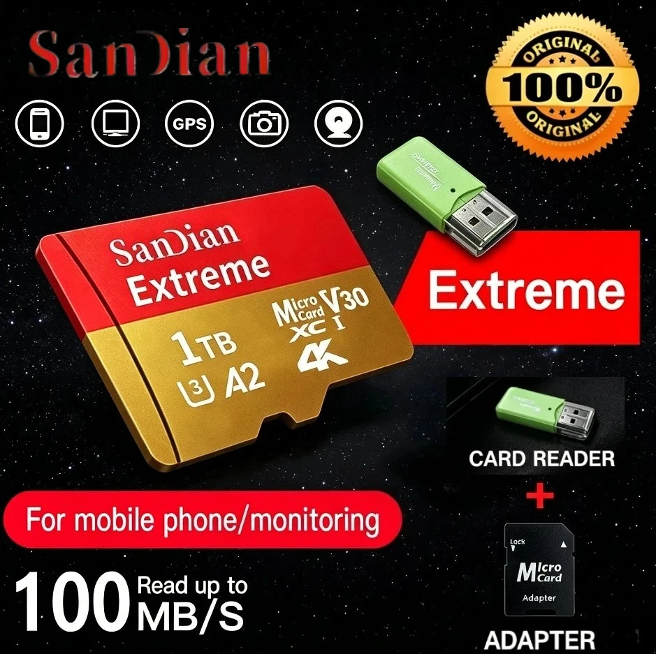 Original 1TB Micro TF/SD Card Memory Card 128GB 256GB Mini Memory Card Class10 For Camera/Phone/Drone
Original 1TB Micro TF/SD Card Memory Card 128GB 256GB Mini Memory Card Class10 For Camera/Phone/Drone