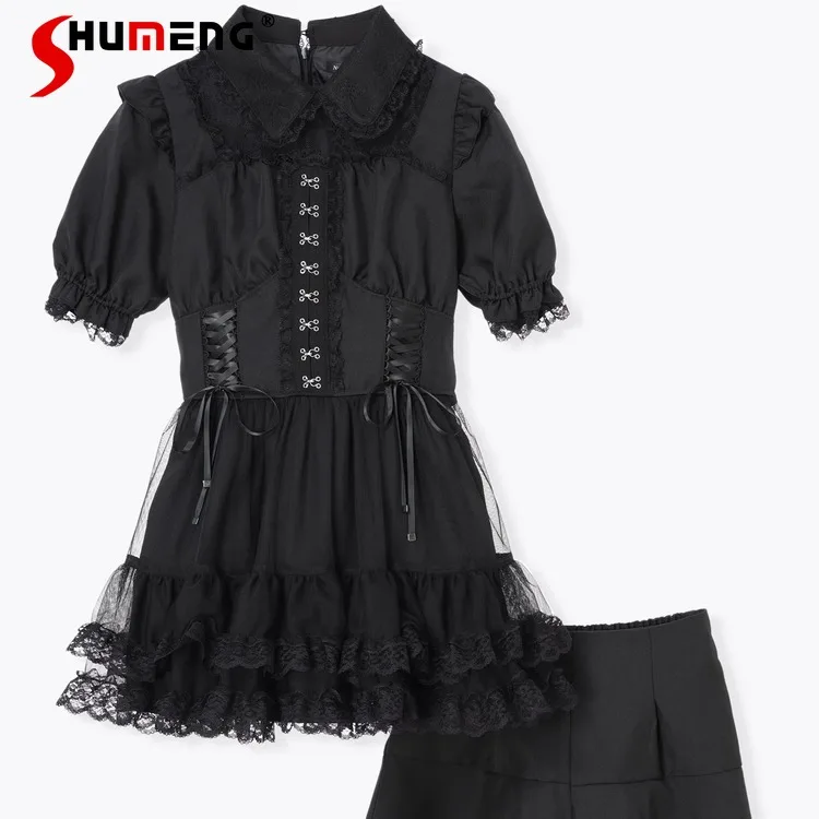 Japanese Mine Style Mass-produced Sweet Lolita Short-sleeved Lace-up Slim Dress Elastic High-waisted Shorts Two-piece Set Women
Japanese Mine Style Mass-produced Sweet Lolita Short-sleeved Lace-up Slim Dress Elastic High-waisted Shorts Two-piece Set Women